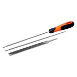 Набор из 3 заточных напильников + рукоятка ERGO ,200мм BAHCO Арт. 168-COMBI-4.5